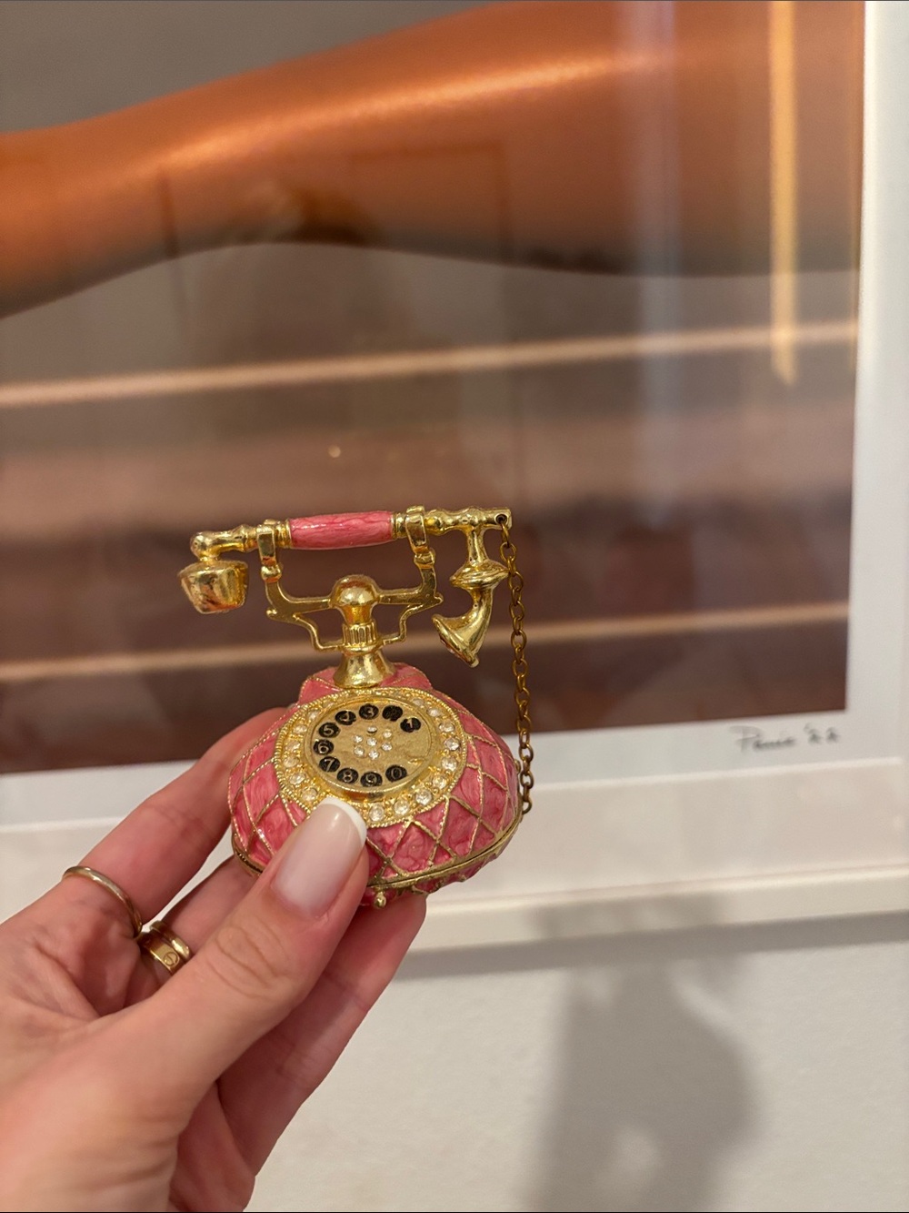 Pink Decorative Vintage Telephone trinket